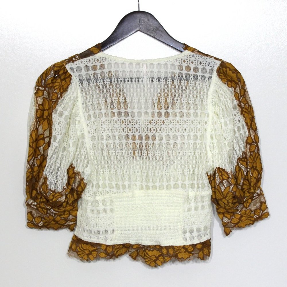 Free People Wild Flowers Floral Lace SS Top - Picture 5 of 5